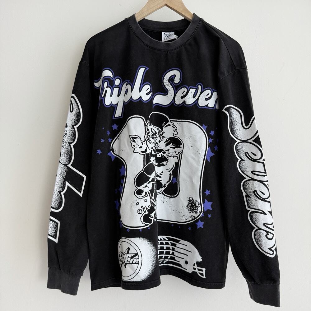 Triple Sevens All Star‎ Shirt Mens XL Long Sleeve Double Sided Graphic Football